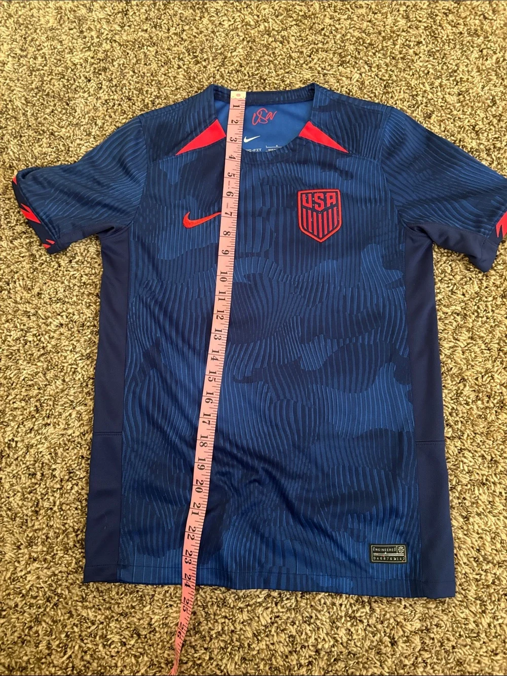 Nike USA Navy Blue Soccer Jersey with Red Accents